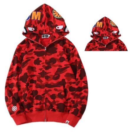 Shark Head Camouflage Långärmad Huvtröja Jacka Hel dragkedja Huvtröja Kappa Casual Street Ytterkläder CNMR Red 3XL