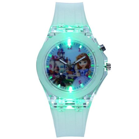 Frozen Princess Elsa Watch Lasten Tyttöjen Silikoni Night Valoisat kellot