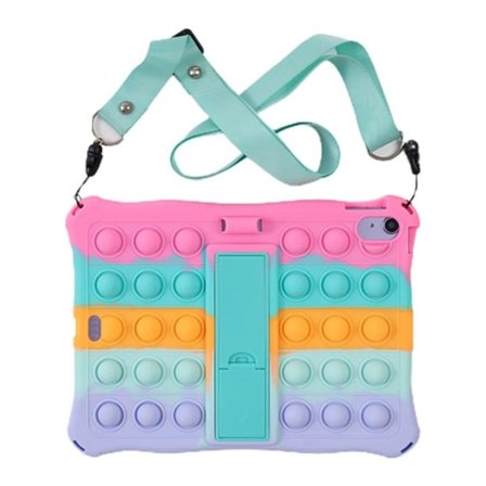 iPad 10.9 (2022) fidget bubble silikonisuojus jalustalla - V rik s / Pinkki Multicolor