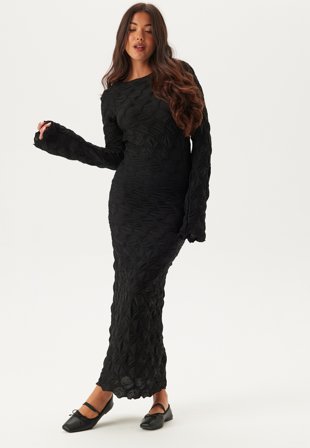 BUBBLEROOM Structure Long Sleeve Midi Dress Klær