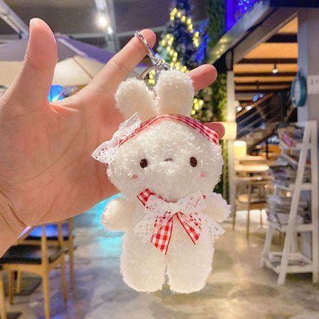 Kanindukke nøkkelring Plysjbjørn HVIT KANIN KANIN