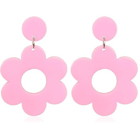 Bohemiska 60-tals 70-tals Akryl Blomma Daisy Örhängen för Kvinnor Trendiga Resin Hawaii Färgglada Blommiga Daisy Hängande Örhängen Statement