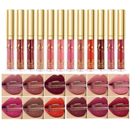 Mat Læbeglans til Kvinder 12 stk./æske Skønhedsværktøjssæt Husholdningstilbehør