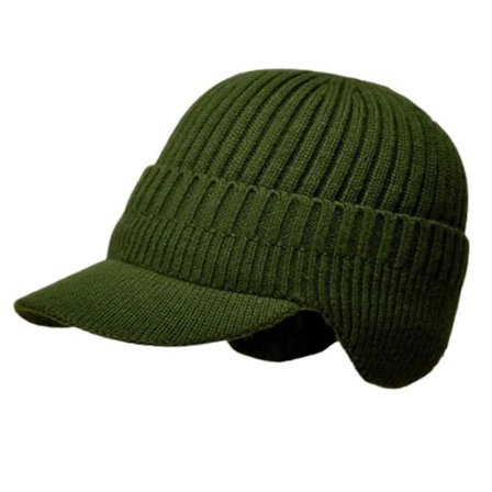 Vinterstrikket hue med skygge, varm ørebeskyttelse, udendørs cykelhue, vindtæt, moderigtig, tynd