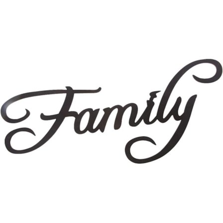 Wood Panel Deco Trefamilie 3D Veggmaleri i Tre, Umalt Trefamilie i Tre (Svart, 38 cm x 16 cm x 0,3 cm)