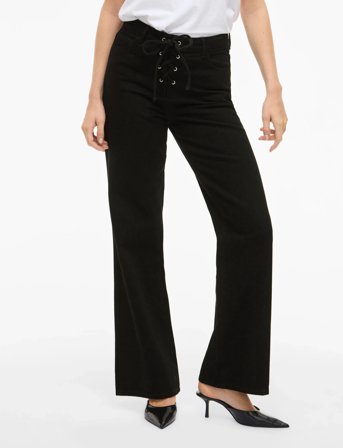 Vila Vigela Hw Tie Detail Jeans - Black - 42
