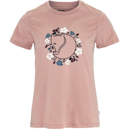 Fjällräven Women's Fjällblomster Fox T-Shirt in Chalk Rose | Size: Medium, Organic Cotton
