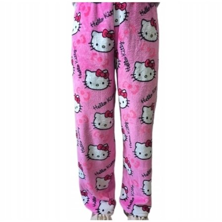 Tecknade HelloKitty Flanell Pyjamas Plysch och Tjocka Värmande Pyjamas för Kvinnor - Rosa XL