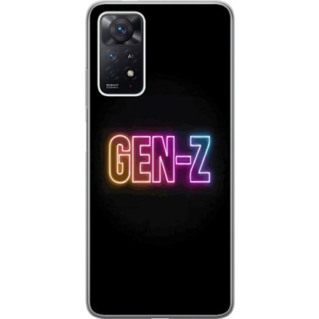 Yhteensopiva Puhelinkuori Xiaomi Xiaomi Redmi Note 11 Pro Neontext Gen Z värikkäässä valossa tummaa taustaa vasten modernissa digitaalisessa tyyli