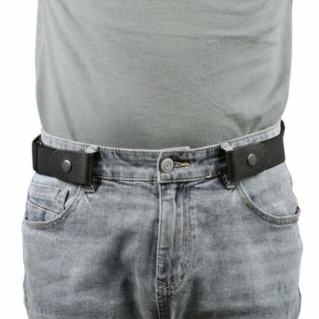 Herre uten spennebelte Spennefritt usynlig elastisk belte Dame Unisex usynlig justerbart midjebelte for jeansbukser, svart