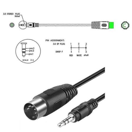 5-stifts Din-kontakter Hane Till 3,5 mm 1/8 Tum Hane Kontakt Stereo Kontakter Konverteringskabel Slitstark 5-stifts Din-hane Kabel