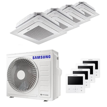 Condizionatore Samsung Cassetta Windfree 4 vie quadri split 7000+7000+7000+12000 BTU inverter A++ unità esterna 8,0 kW
