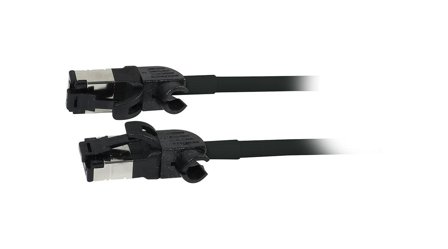 SYNERGY Patchkabel RJ45, CAT6A 500Mhz, 0,15m, schwarz, S/FTP, slimline rund d=4,5mm, TPE/LSZH(Superflex), AWG28, mit CAT7 Rohk., drehbarer Stecker,