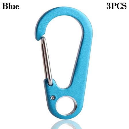 3st Nyckelring i aluminiumlegering D-formad karbinhake BLÅ 3ST - high quality Blue 3pcs