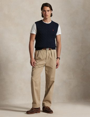 Ralph Lauren Golf Cable-Knit Cotton Sweater Vest - Navy - L