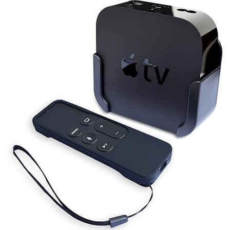 Apple TV-feste, veggmonteringsbrakett holder kompatibel med Apple TV 4. og 4K med silikon Siri fjernkontroll beskyttelsesetui