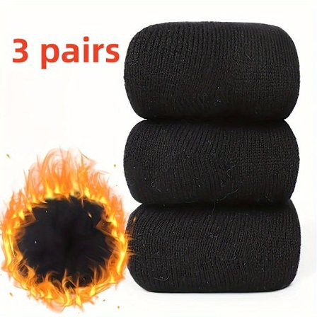 3 par herre- og dame kraftige varme uld termiske sokker - tykke aflange midt-læg vinterstrømper til udendørs brug, vejr - ensfarvet [DB]