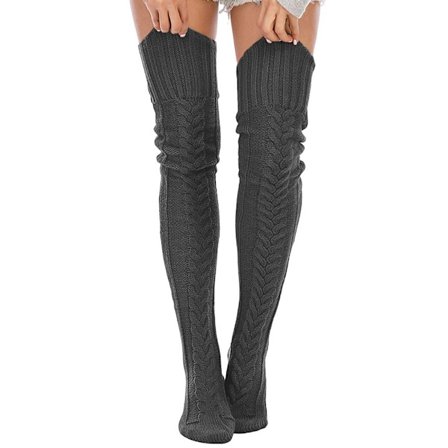 Høye lårstøvlesokker over knebeinvarmere MØRKEGRÅ