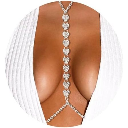 Kropskæde Brystkæde Hjerteformet Rhinestone y Brystkæde Moderigtigt Strand Bikini Kropssmykke Egnet til Kvinder