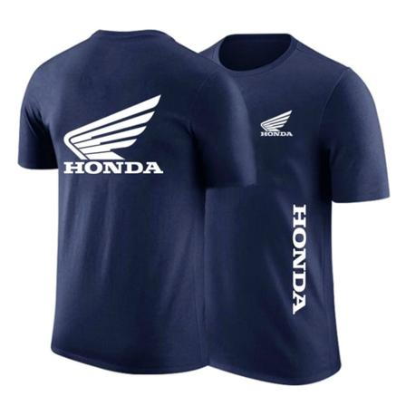 Sommar Honda logotyp rund hals Print korta ärmar Navy blue 2XL