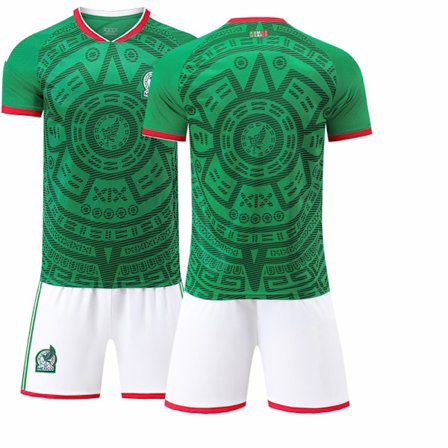 2025–2026 Mexico VM Hjemmebane Barn Voksen Fodboldtrøje Sæt Nr.14 Nr.16 Nr.9 Raúl Nr.22 Lozano Grøn