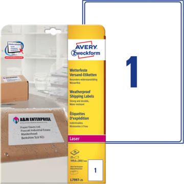 Brevetikett 199,6x289,1mm hvit