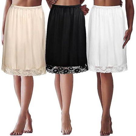 Halva Petticoats för Petticoats Kjolar Extender Dam Antistatisk Halva Petticoat Under Klänning Kjolar Extender Spets Satin Slip