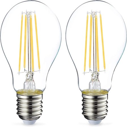 2-pakning LED-lamper Edison Skrusokkel E27 8W 60W Ekvivalent Klar Filament Ikke dimbar Varmhvit
