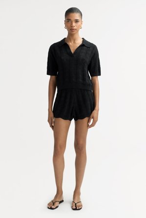 Soft Goat - Crochet Shorts - Women cashmere pants - XS - Black