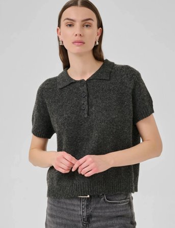 My Essential Wardrobe Palomamw Knit Polo Ss - Green - M