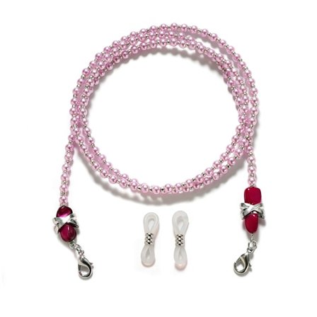 Perlebesat brillekæde, skridsikker brillekæde, solbrillebånd, kunstige perler, brillestrop