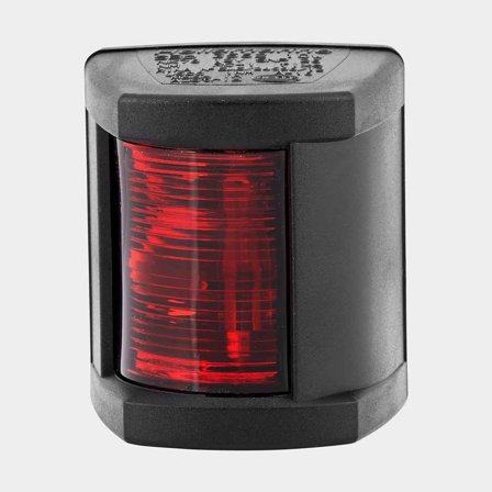 Lampa nawigacyjna lewa do montażu bocznego Hella 3562, 10 W, 12 V, 112.5°, odporny na UV czarny plastik, 75 x 63 x 53 mm, czerwona, do łodzi < 12 