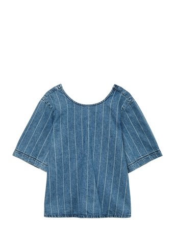 Vmtrille Ss Stried Tie Shirt Blue Vero Moda