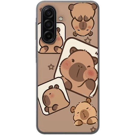 Kompatibelt Mobildeksel til Samsung Samsung Galaxy A17 5G Capybara Frame Friends Lekekamerater Lekent design med små kapybaraer i firkanter med stjer