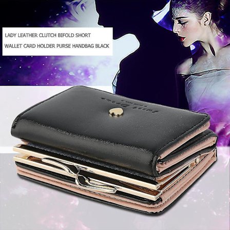 Dame Clutch Lommebok Kort Holder Veske Svart