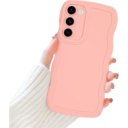 Samsung Galaxy S23 Plus Mobilskal för Tjejer Kvinnor, Sött Lockigt Vågformad Ram Flytande Silikon Flexibelt Mjukt Stötsäkert Kameraskydd 