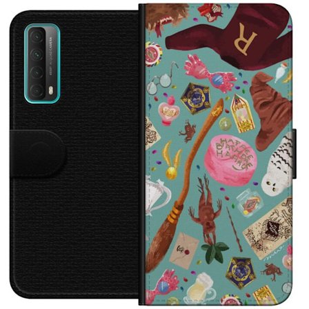 Kompatibelt Plånboksfodral till Huawei Huawei P smart 2021 Magisk illustration med trollstav, hatt och fantasiföremål i lekfull sagostil