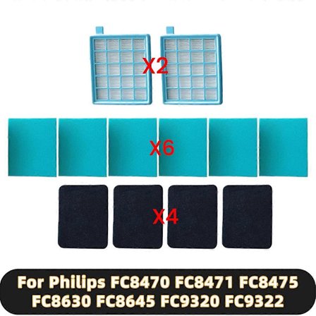 12 stk. Hepa-filter til Philips FC8470 FC8471 FC8475 FC8630 FC8645 FC9320 FC9322 støvsuger udskiftning