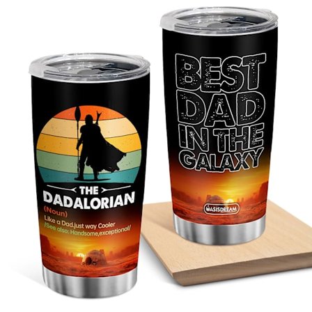 The Dadalorian 20oz Tumbler for Pappa Rustfritt Stål Dobbel Vegg Isolert Kopp med Beste Pappa i Galaksen Trykt (FMY)
