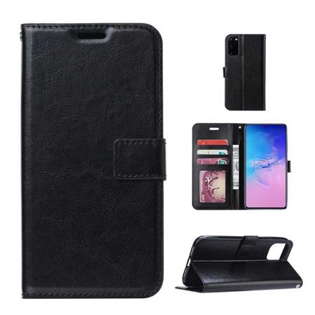 Galaxy S10 Lite Plånboksfodral Svart Läder Skinn Fodral Svart