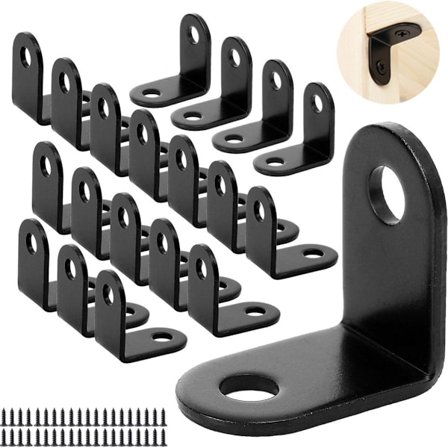 ING Hjørneforbindere 20 Stykker 20 X 20 X 16 Mm Metal Hjørnebeslag Hjørnebeslag Stål L-Beslag Beslag Forbindelsesforstærkning Vinkel 90 Sort