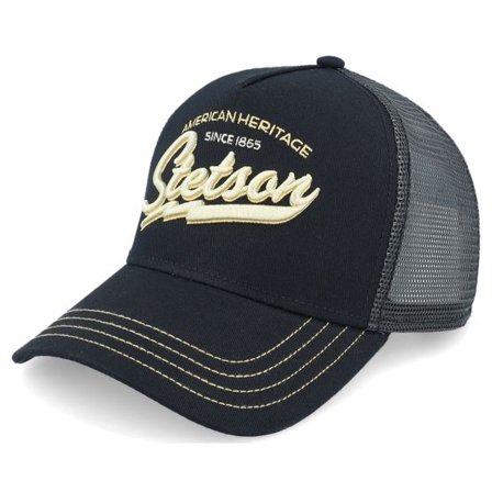 Stetson - Svart trucker Keps - Big Size American Heritage Classic Black A-Frame Trucker @ Hatstore