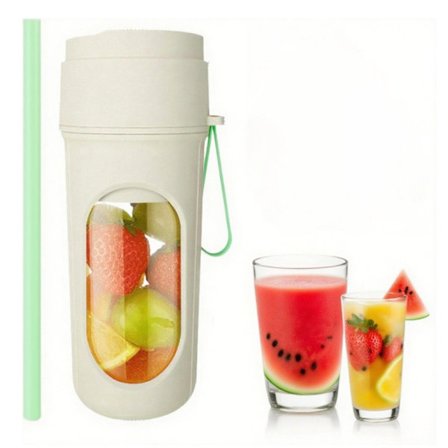 Bærbar Blender 450ml med 12 rustfrie blade & USB-C opladning - Knuser is, lækagesikker kop til smoothies, rejser, camping, fitness