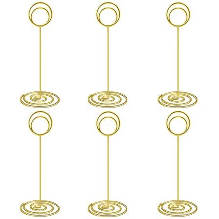 10-pack 8,75 tum höga bordsnummerhållare, platskortshållare, bordshållare för bilder, trådfotohållare, klippmemohållare Gold