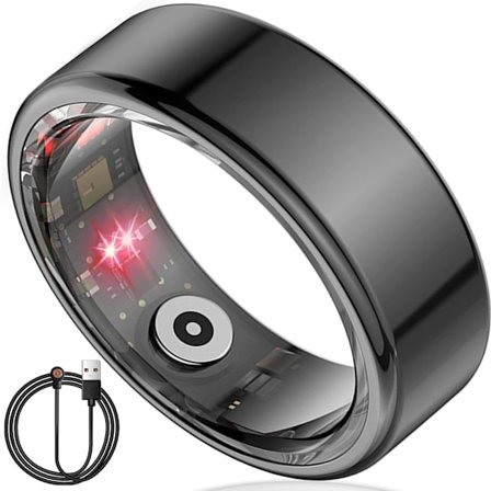 Smart Ring Hälsomätare för Kvinnor och Män, Kalorier, Syre, Puls och Sömnkvalitetsmätare, Ingen Prenumeration, Kompatibel med iOS och Android