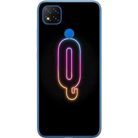 Kompatibel Mobilcover til Xiaomi Xiaomi Redmi 9C Minimalistisk neonbogstav Q i lyse farver mod mørk baggrund