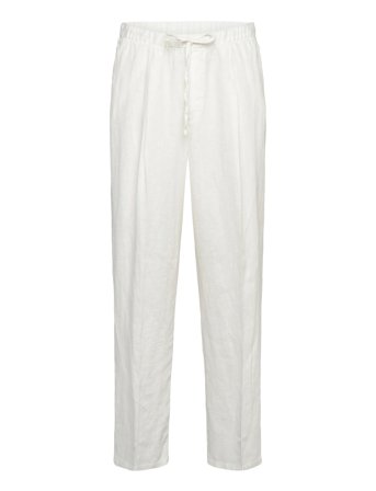 Weekday Loose Fit Straight Leg Linen Trousers - White - S