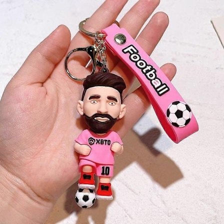 Messi Figur Nøkkelring, Fotballelskeres Lommeboknøkkelring, Skrivebordsdekorasjon, Leke for Barn, Bursdagsgave til Venner (FMY) Rosa
