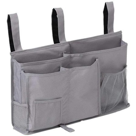 Sängväska Sängorganisatör Loft Sängförvaringsväska för Bok, Tidskrift, Leksaker, Mobiltelefon, Hörlurar (Grå)