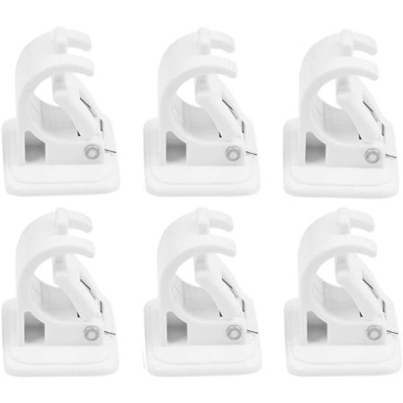 6-delt selvklæbende vinduesstangsholder - kroge - hvid